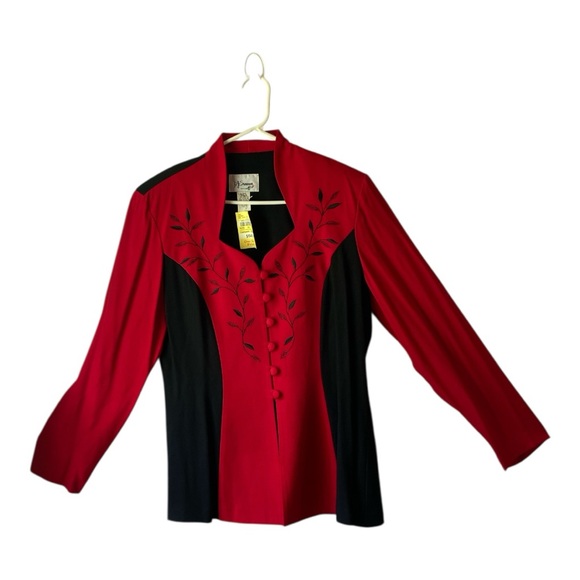 Elegant Red and Black Women's Blazer - Picture 1 of 9
